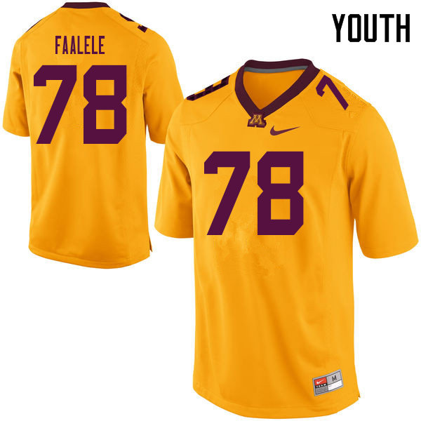 Youth #78 Daniel Faalele Minnesota Golden Gophers College Football Jerseys Sale-Yellow - Click Image to Close
